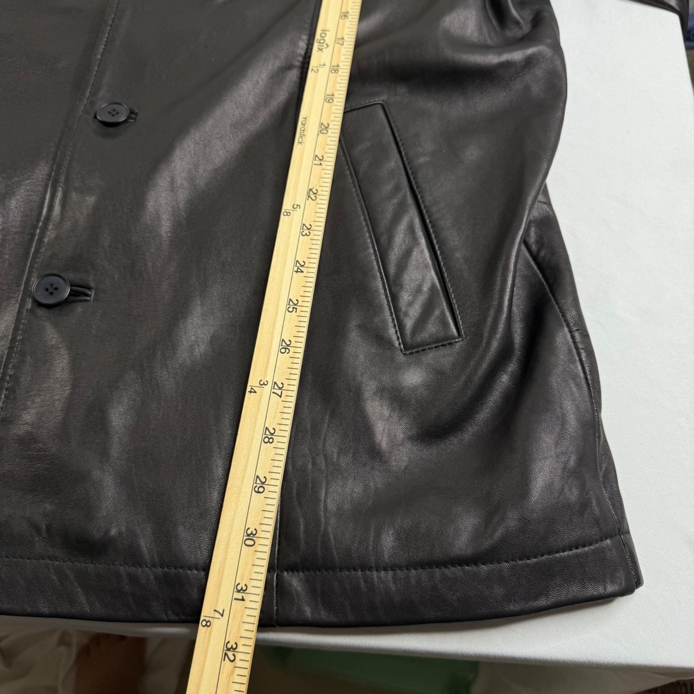 Boston Harbour Outdoorwear Mens Black Leather Button Front Car Coat Jacket L - Picture 15 of 16